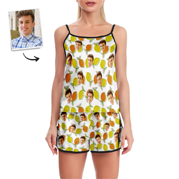 Custom Face Camisole Sleepwear Colorful Lemon Personalized Lingerie Set Summer Pajamas - MyFaceBoxerUK