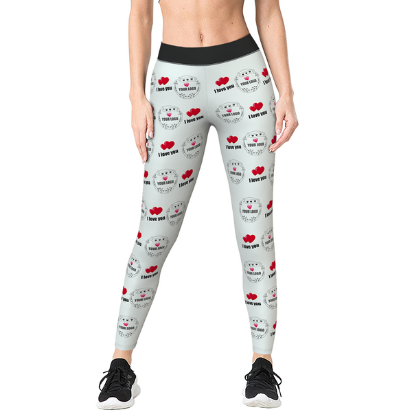 Custom Heart I Love You Leggings With Your LOGO Personalised Gift