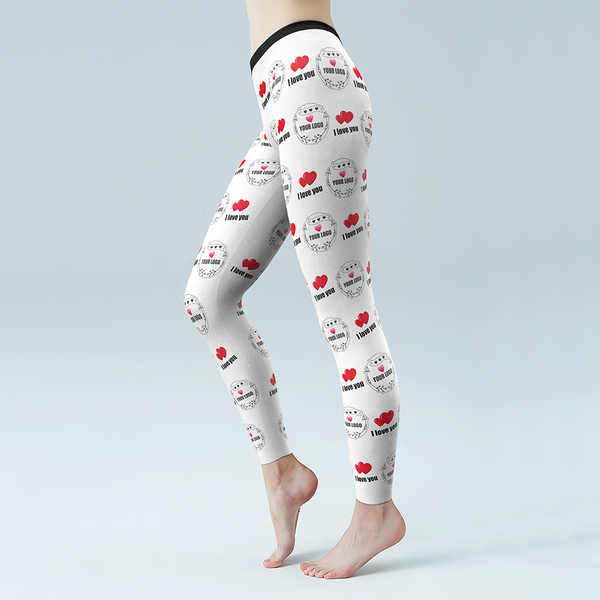 Custom Heart I Love You Leggings With Your LOGO Personalised Gift