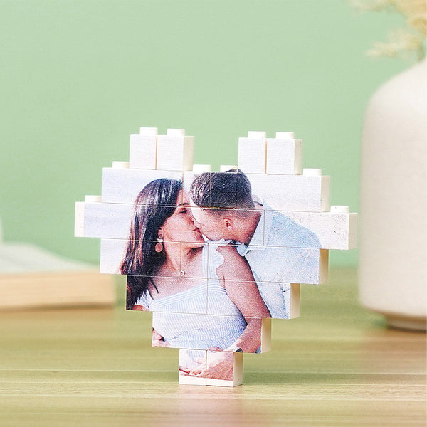 Gifts for Her Custom Building Brick Personalised Photo Block Heart Shaped - MyFaceBoxerUK
