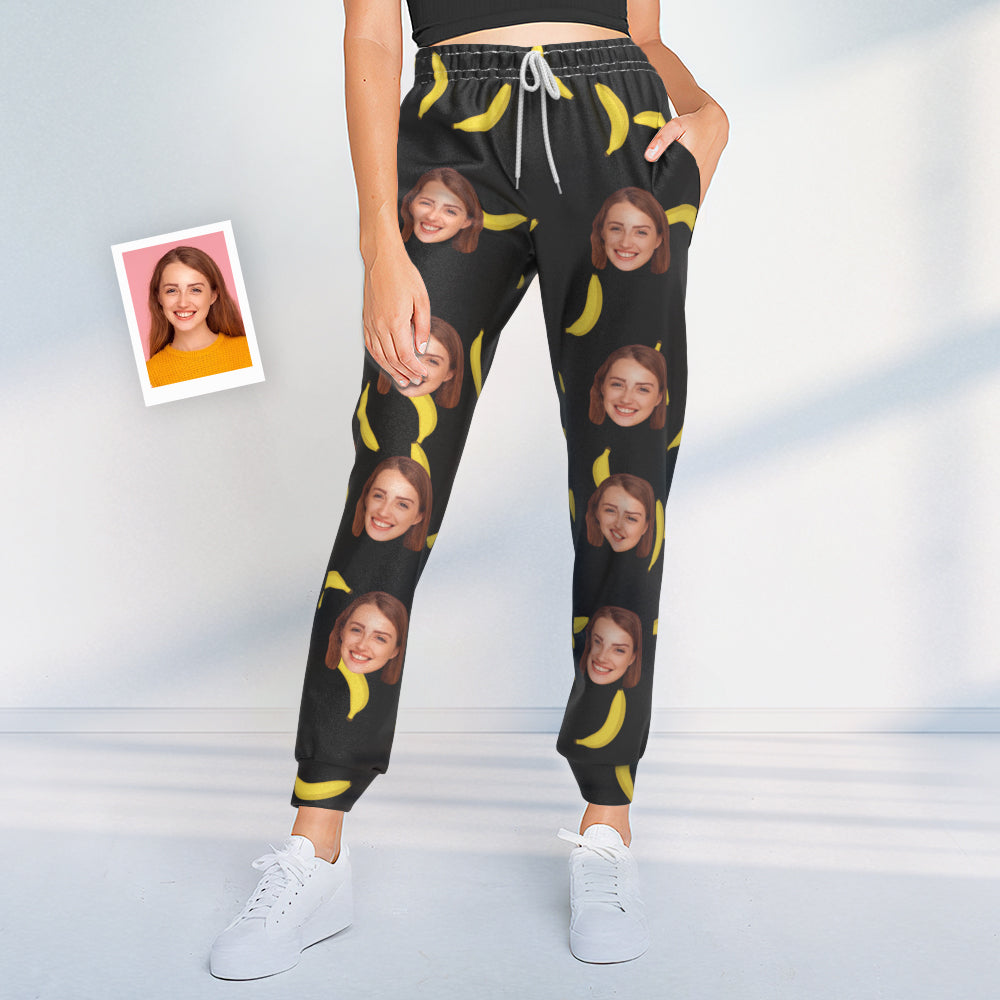 Custom Face Sweatpants Personalized Banana Design Unisex Joggers - Gift for Lover - MyFaceBoxerUK