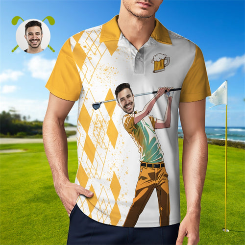Custom Face Polo Shirt For Men Weekend Forecast Beer And Golf Polo Shirt  For Beer Lovers - MyFaceBoxerUK