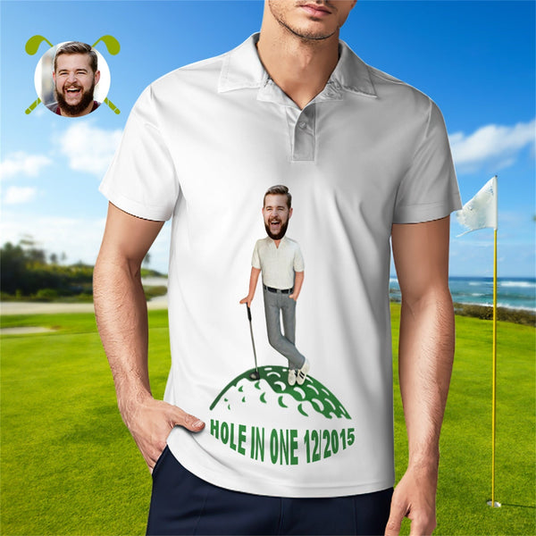 Custom Face Polo Shirt For Men Hole In One Golf Polo Shirt Gift For Golfer - MyFaceBoxerUK