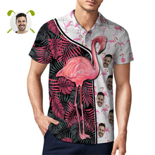 Custom Face Polo Shirt For Men Funny Flamingo Hawaiian Golf Shirts - MyFaceBoxerUK