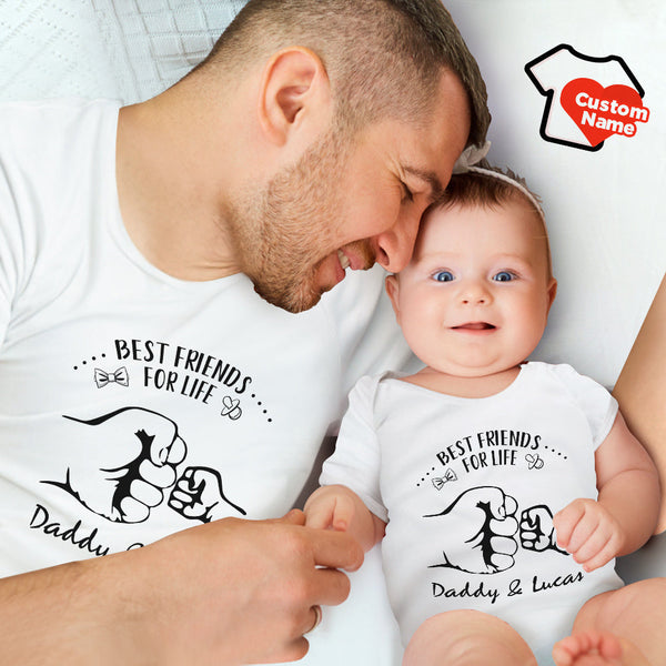 Custom Name Shirt Personalized Daddy And Baby Matching Outfits Best Friends For Life Father's Day Gifts
