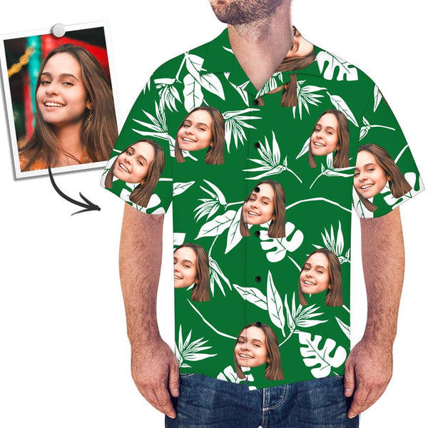 Custom Face Shirt Men's All Over Print Hawaiian Shirt Green Shirt