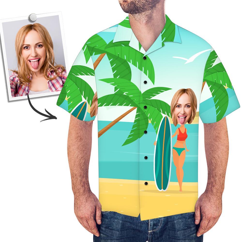 Custom Face Shirt Men's All Over Print Hawaiian Shirt Beach