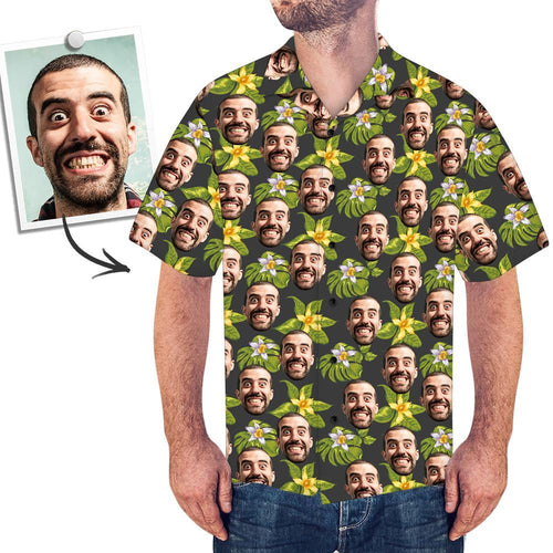 Custom Face Mash Shirt Men's All Over Print Hawaiian Shirt Flower