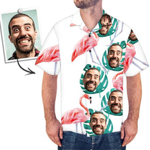 Custom Photo Shirt Men's All Over Print Hawaiian Shirt Flamingo Leaves