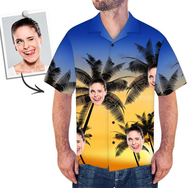 Custom Shirt Men's All Over Print Hawaiian Shirt Coconut Tree