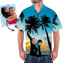 Custom Face Shirt Men's All Over Print Hawaiian Shirt Beach and Sunset