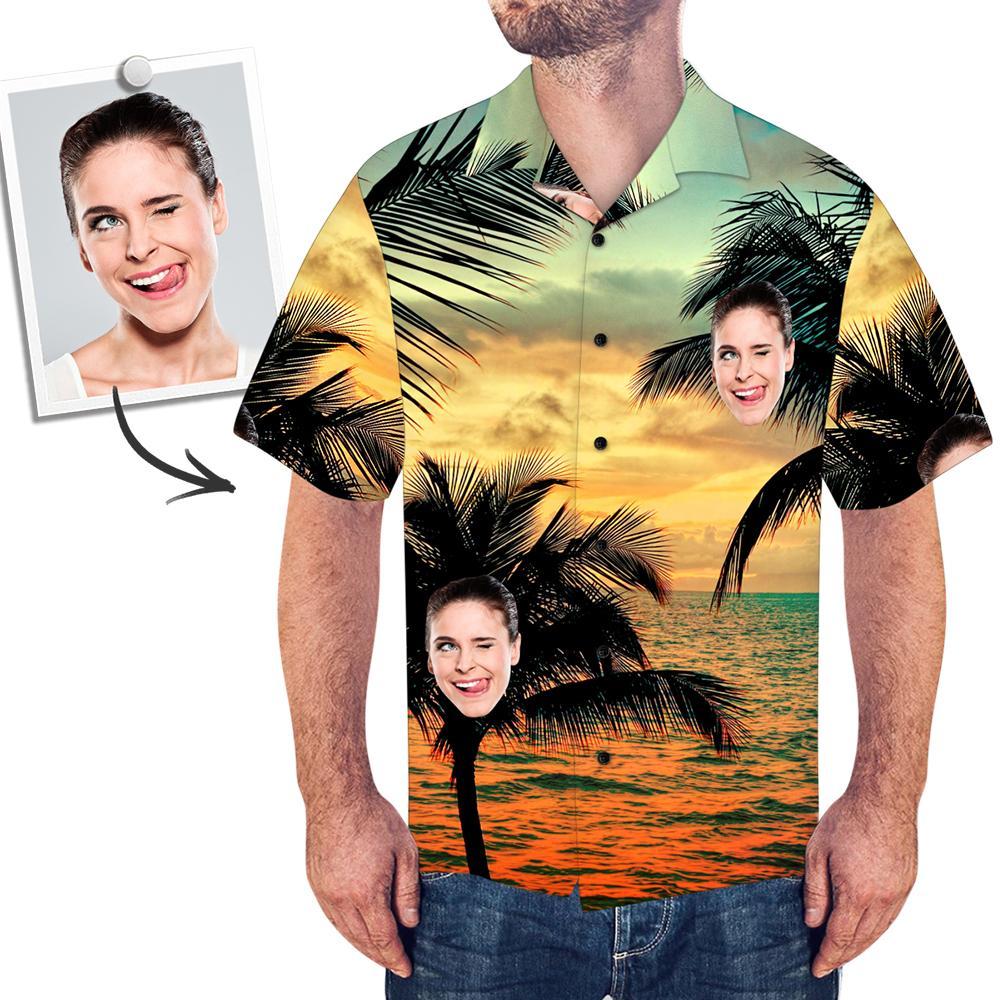 Custom Face Shirt Men's All Over Print Hawaiian Shirt Sunset