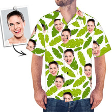 Custom Face Shirt Men's All Over Print Hawaiian Shirt Green Leaves
