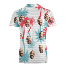 Men's Custom Face Polo Shirt Striped Style Personalized Hawaiian Golf Shirts - MyFaceBoxerUK