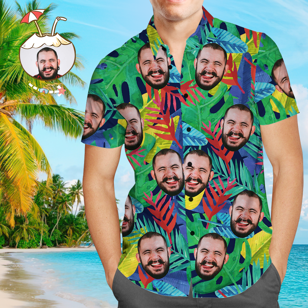 Custom Face Shirt Men's All Over Print Hawaiian Shirt Unique Gifts