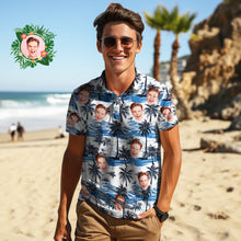 Men's Custom Face Polo Shirt Coconut Island Personalized Hawaiian Golf Shirts Gift for Him - MyFaceBoxerUK