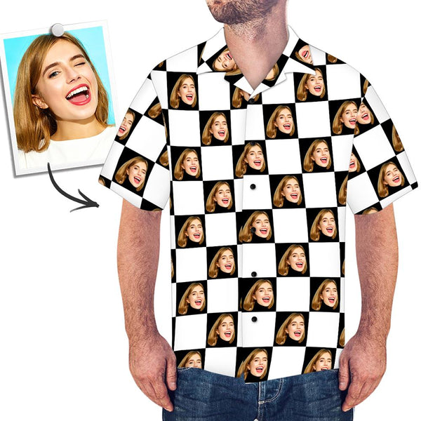 Custom Face Hawaiian Shirt Square Grid