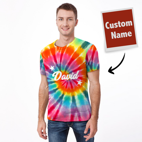 Tie-dye T-shirt Custom T-shirt Rainbow Color - Men's
