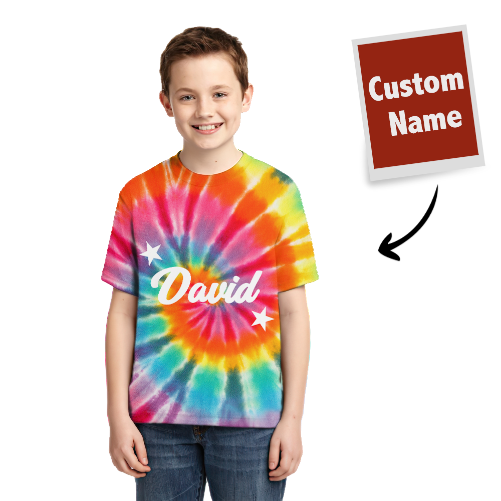 Tie-dye T-shirt Custom T-shirt Rainbow Color Children Gifts