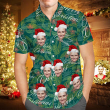 Custom Face Personalised Merry Christmas Hawaiian Shirt All Over Print Leaves