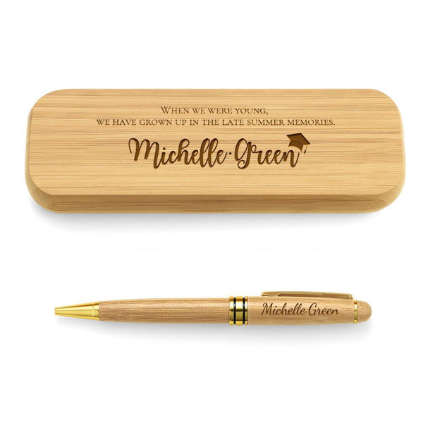 Engraved Wood Pen Set Custom Graduation Gifts Set of Two