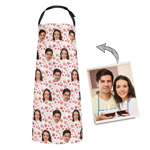 Custom Face  Heart Apron For Kitchen Cooking Restaurant BBQ Painting Crafting Gift