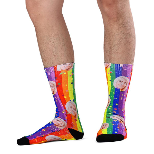 Customized Rainbow Photo Socks