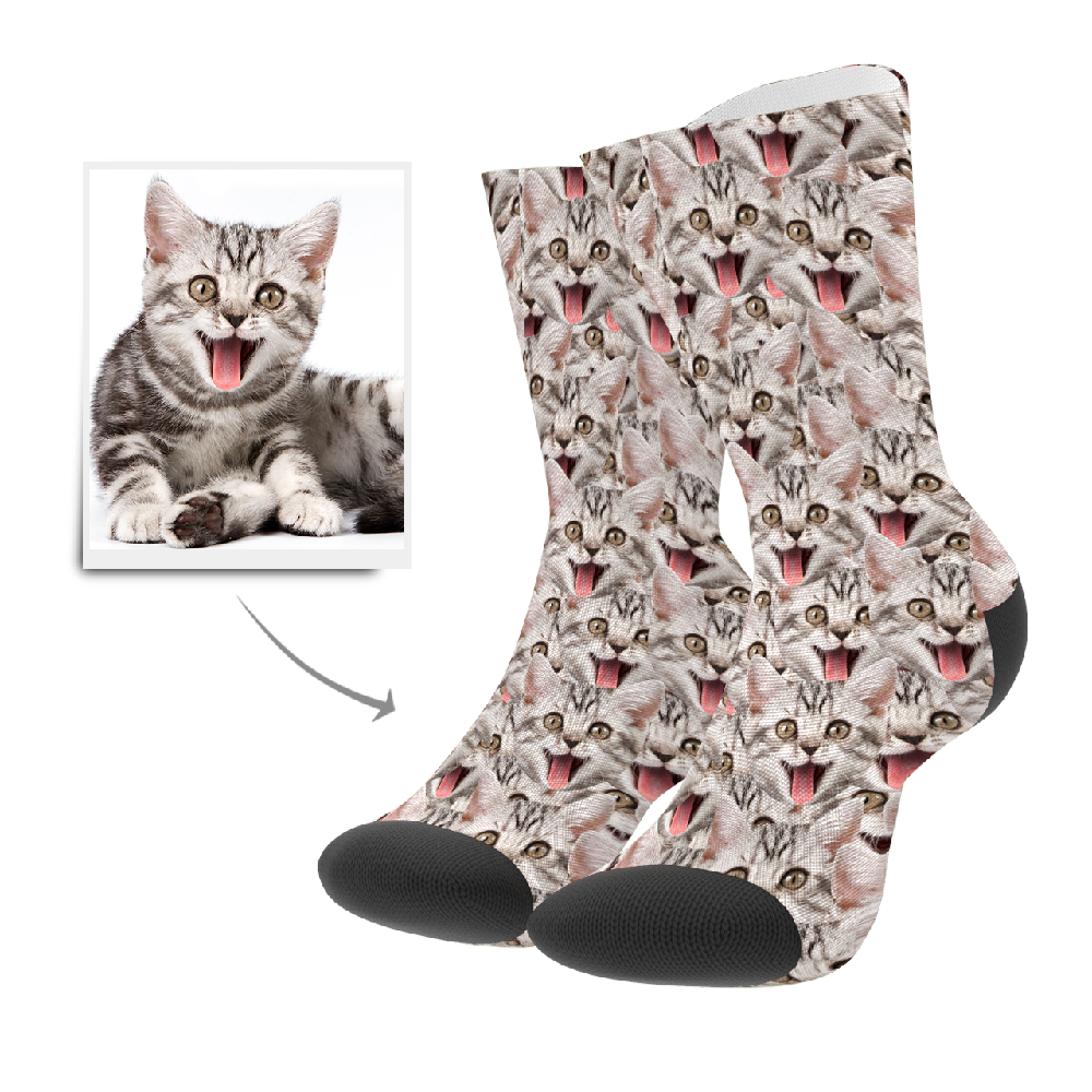 Customized Face Mash Cat Socks