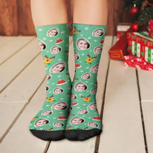 Custom Christmas Socks Personalised Face Socks Unique Christmas Gifts - Green
