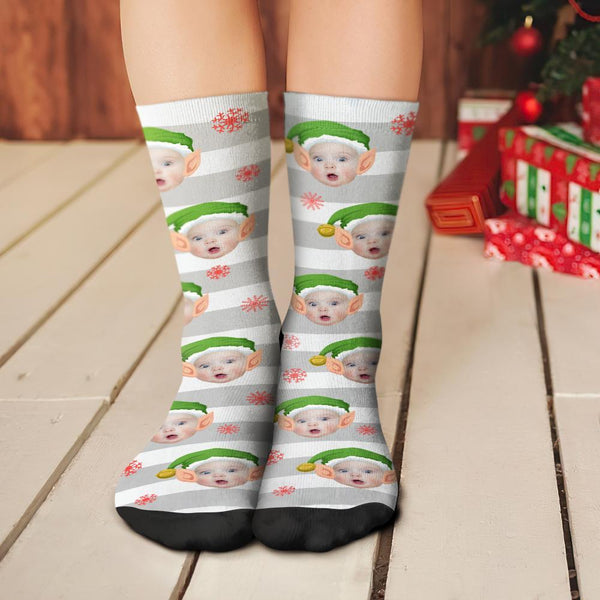 Custom Christmas Socks Personalised Christmas Elf Face Socks Unique Gifts