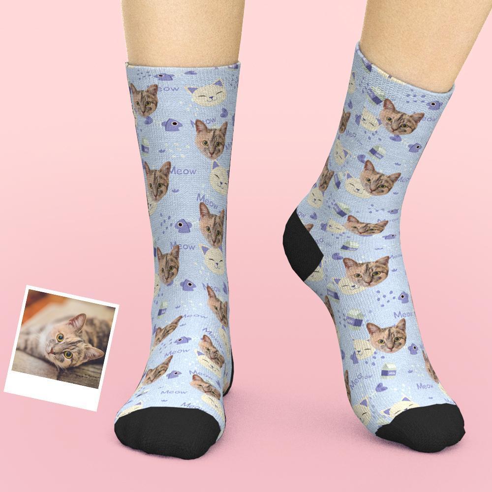 Gift for Cat Lover, Custom Cat Socks, Personalized Pet Photo Socks