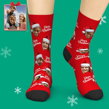 3D Preview Custom Face Socks Add Pictures Christmas Socks - Merry Christmas