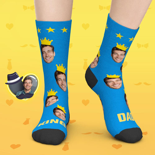 Gifts for Dad, Custom Face Socks Add Pictures And Name - King Dad