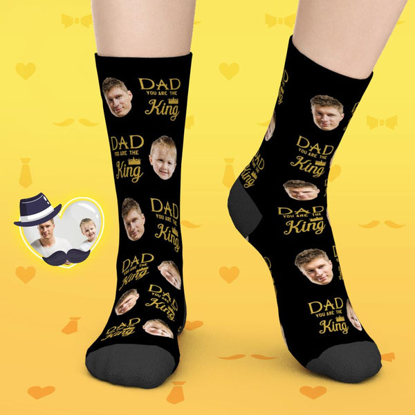 Gifts for Dad, Custom Face Socks Add Pictures And Name - Dad You Are The King