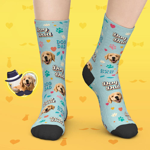 Gifts for Dad, Custom Face Socks Add Pictures And Name - Dog Dad