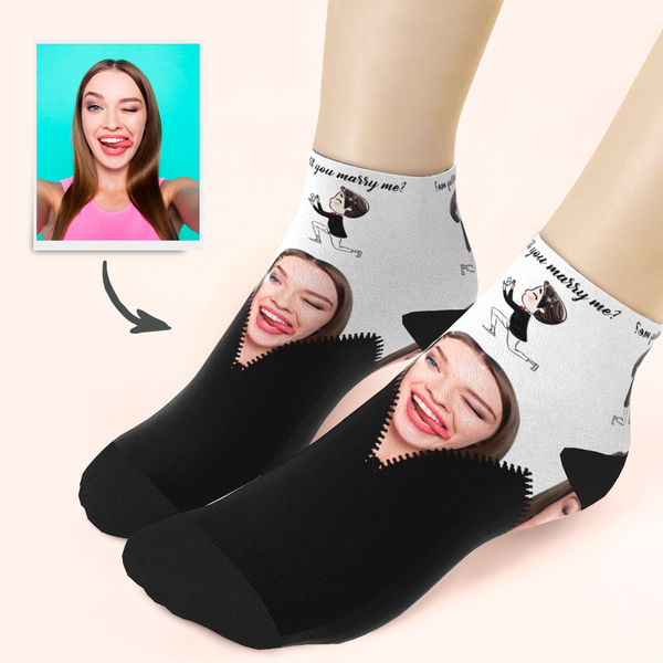 Customized Face Marry Me Ankle Socks