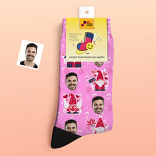 Pink Christmas Custom Face Socks Add Pictures and Name - MyFaceBoxerUK