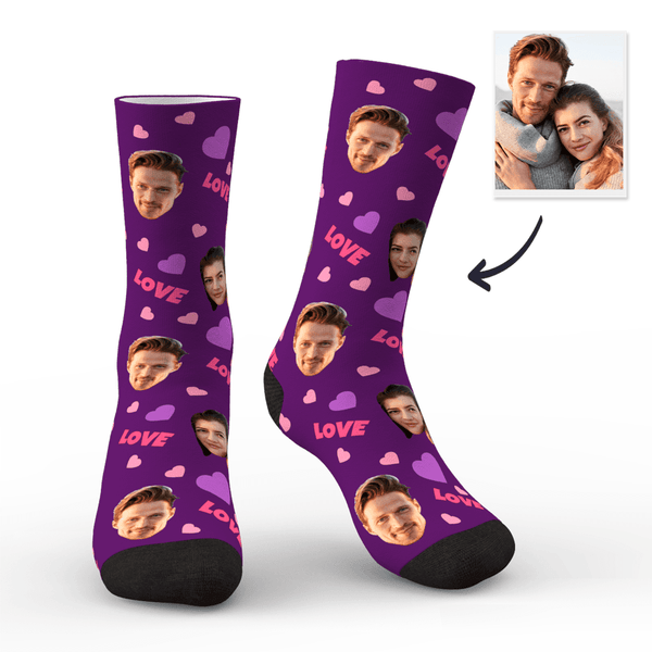 Custom Love And Face On Crew Socks