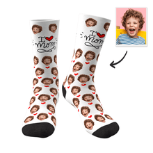 Custom Heart Face Socks I Love Mom