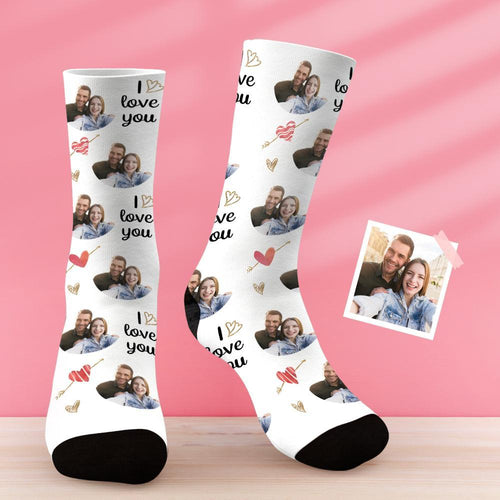 Custom Couple Photo Sock - I Love U