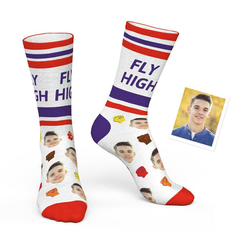 Custom Sign L anguage Sock with Your Face - Fly High