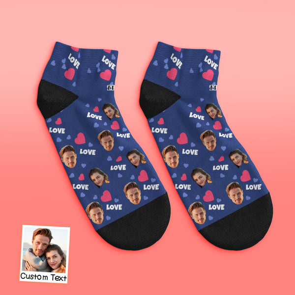 Custom Low Cut Ankle Face Socks For Family - Love