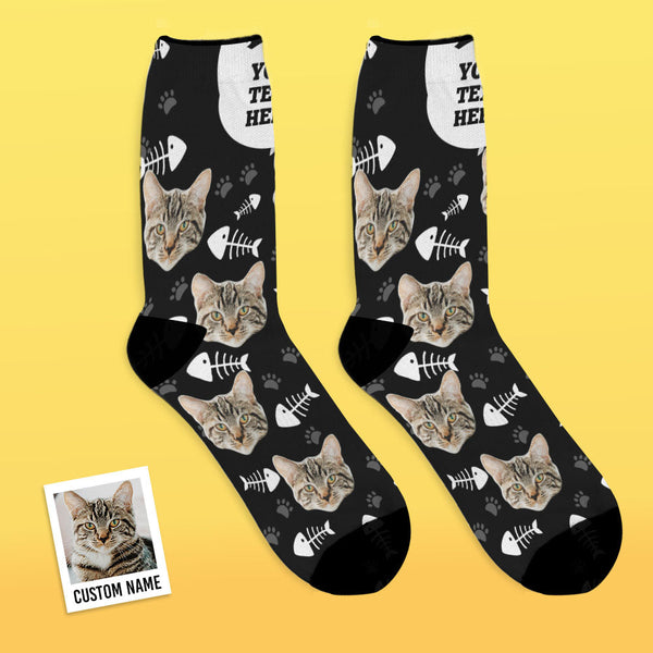 Custom Cat Happy Socks With Your Text