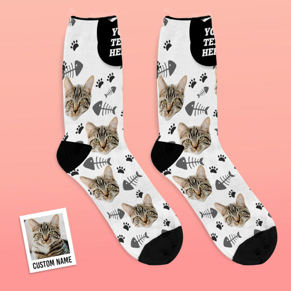 Custom Cat Happy Socks With Your Text