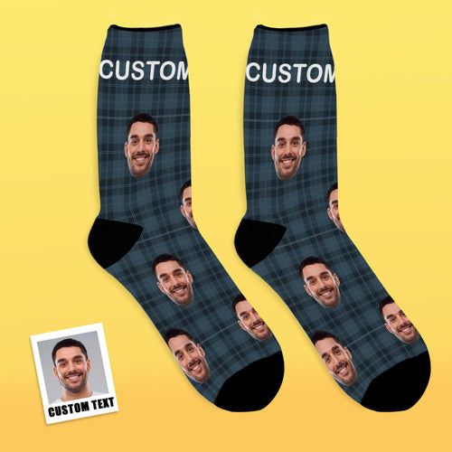 Custom Face Plaid Personalized Photo Socks