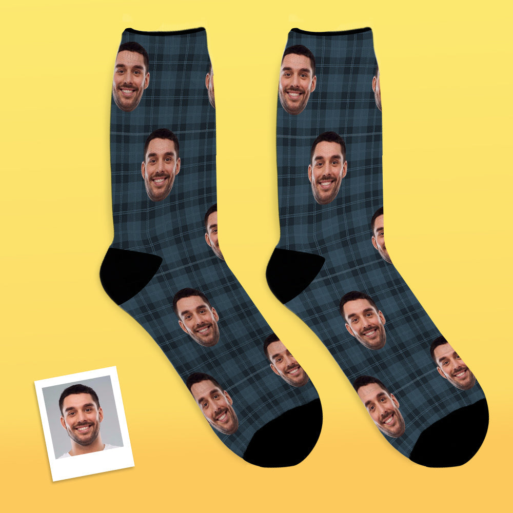 Custom Face Plaid Personalized Photo Socks