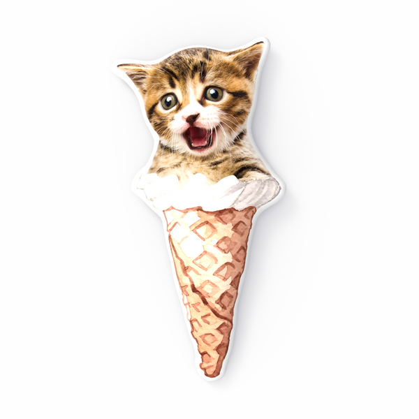 Ice Cream Cone 3D Portrait Personalised Photo Pillow