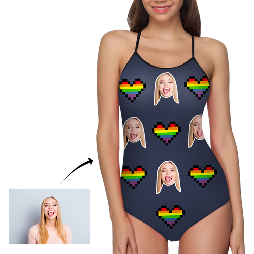 Custom Head Photo and Heart Women's One Piece Swimsuit