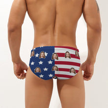 Custom Face Men's Swimming Trunks Personalised America Flag Triangle Swim Briefs - MyFaceBoxerUK