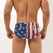 Custom Face Men's Swimming Trunks Personalised American Flag Pattern Triangle Swim Briefs - MyFaceBoxerUK